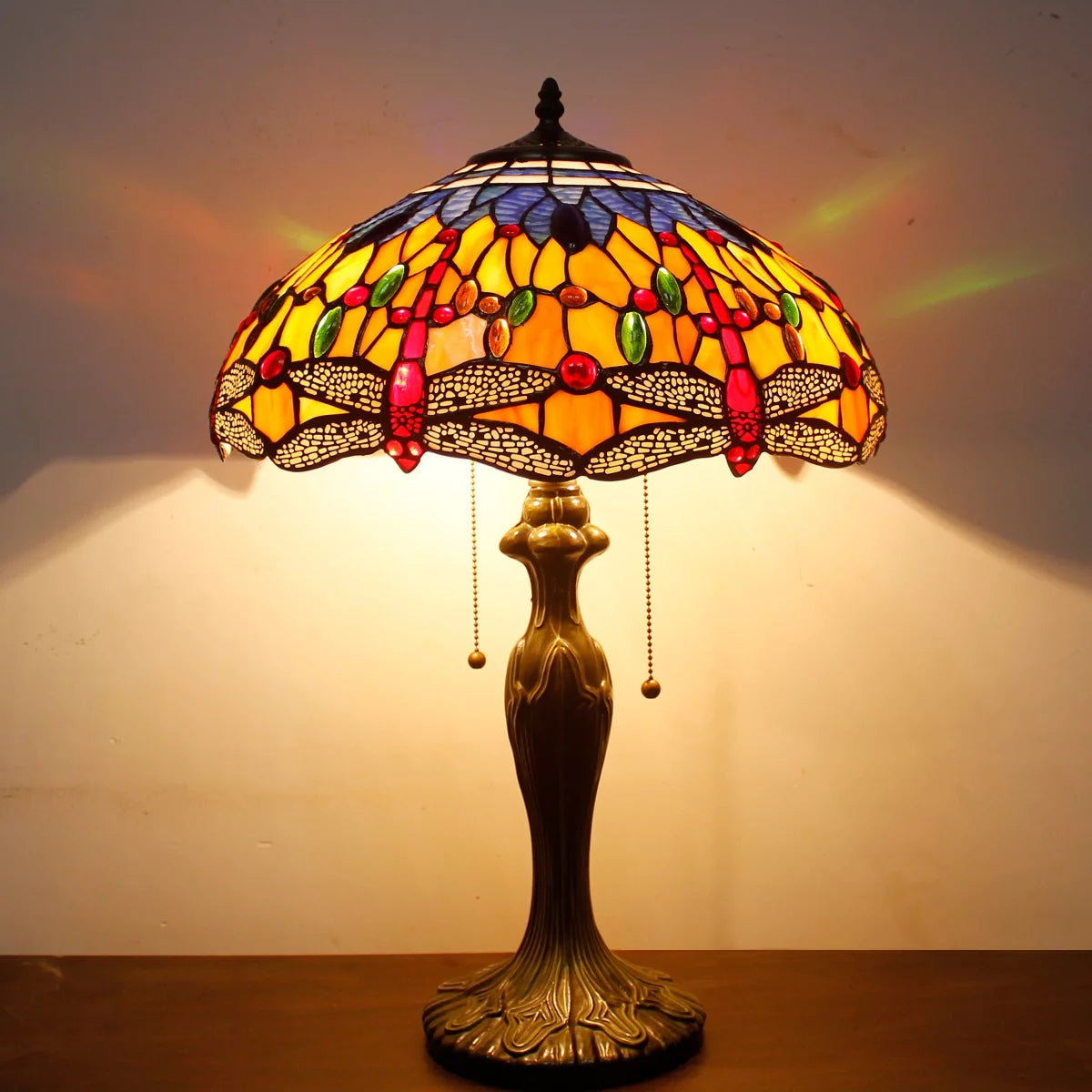 Orange Blue Stained Glass Table Lamp O8974