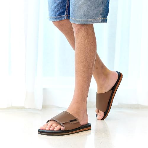 Black Adjustable Slip On Open Toe Memory Foam Slide Sandals H301