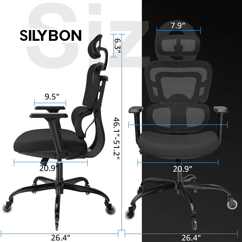Black Ergonomic Mesh Office Chair with Lumbar Support and Wheels D234