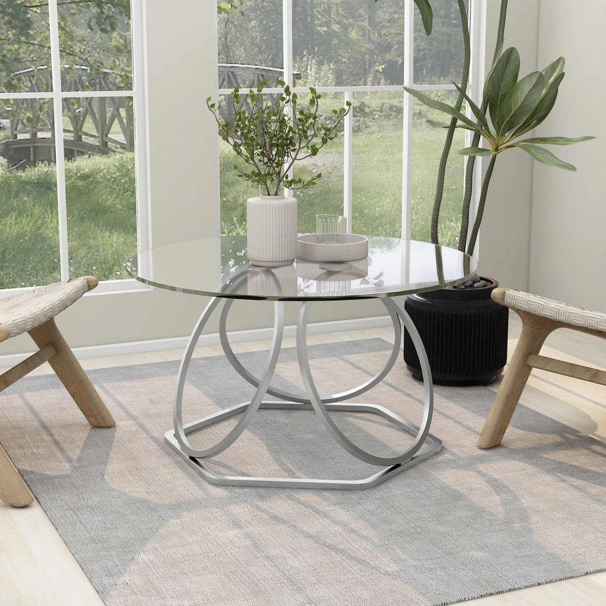 Round Chrome Finish Coffee Table K724