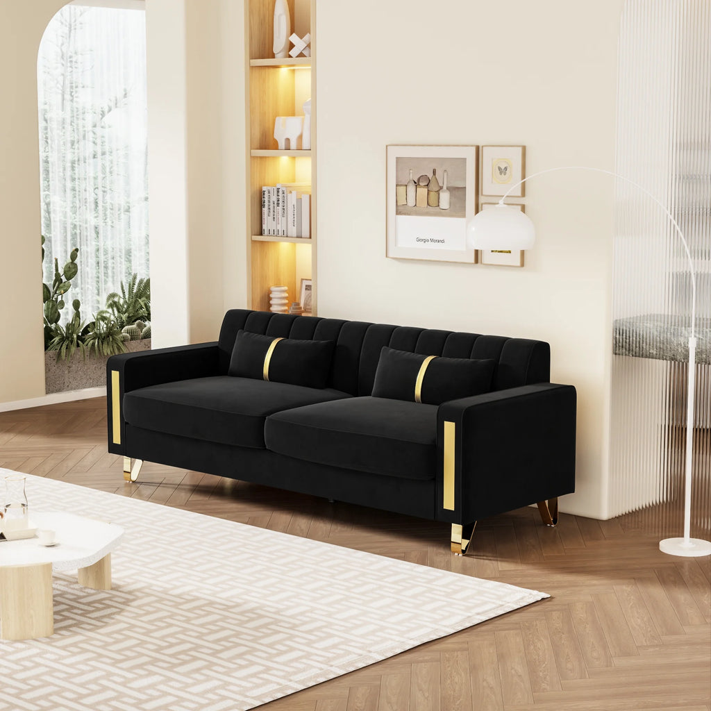 Black Velvet Sofa Couch M105698