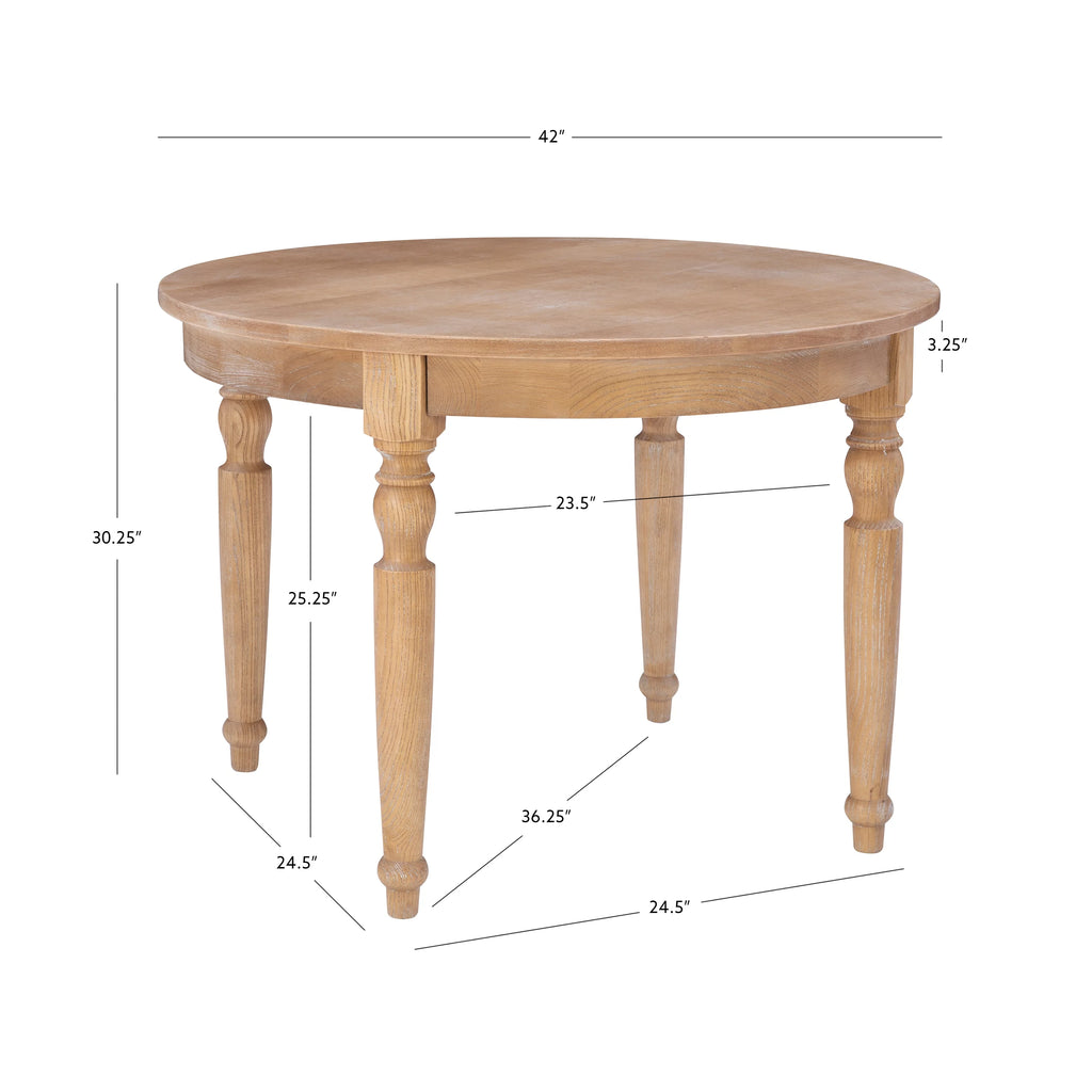 42" Round Rustic Dining Table with Turned Legs S1845
