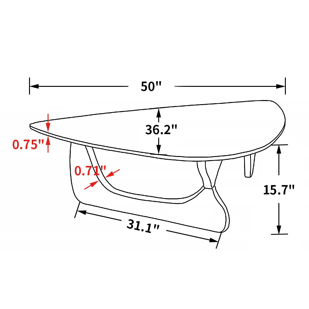 Light Walnut Wood Base Triangle Coffee Table B97638