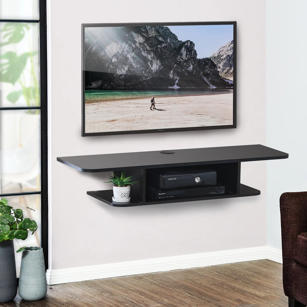 Black Wall Mounted Wood Media Console G108329
