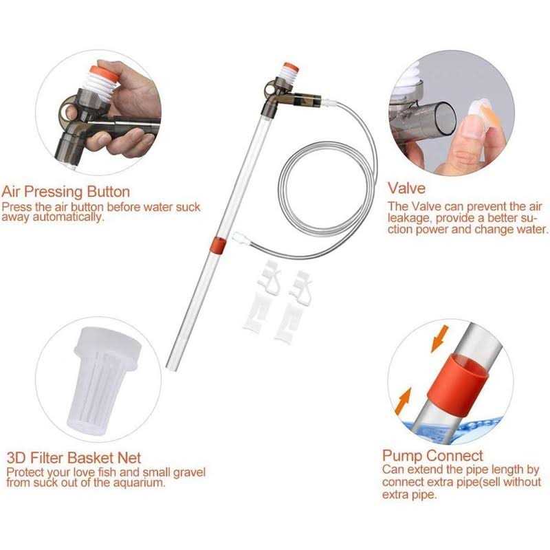 Aquarium Gravel Cleaner Fish Tank Kit Long Nozzle Water Changer J462949