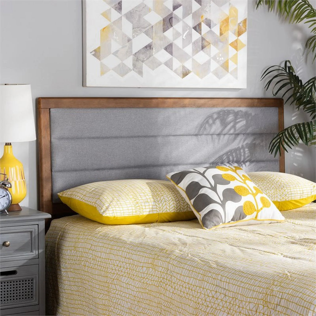 Light Gray Walnut Brown Full Size Wood Headboard Y89257