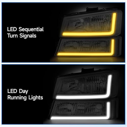 Headlight Assembly with LED DRL Sequential Turn Light Chrome Housing Clear Reflector Z278
