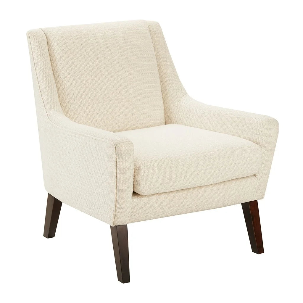 Wood Finish Accent Chair with Cream Fabric J943