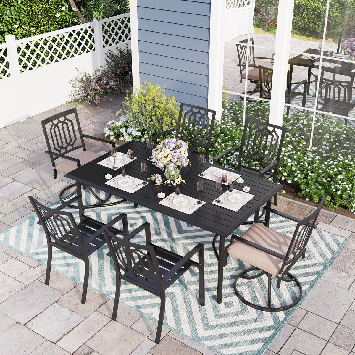 7 Piece Patio Dining Set Metal Table and Chairs A68809