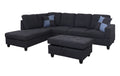 Midnight Gray Linen Left Chaise Sectional Sofa with Storage Ottoman T419853
