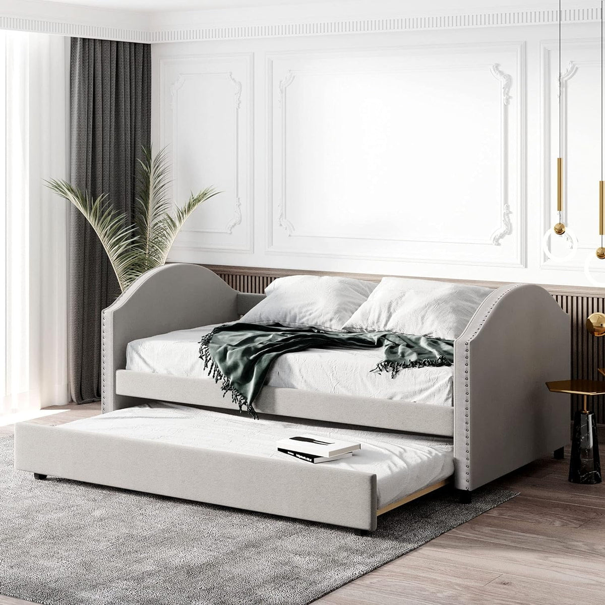 Full Size Upholstered Daybed with Trundle O739164