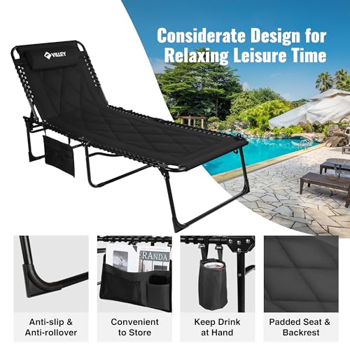 Oversized Padded Foldable Chaise Lounge with Cushion J635705