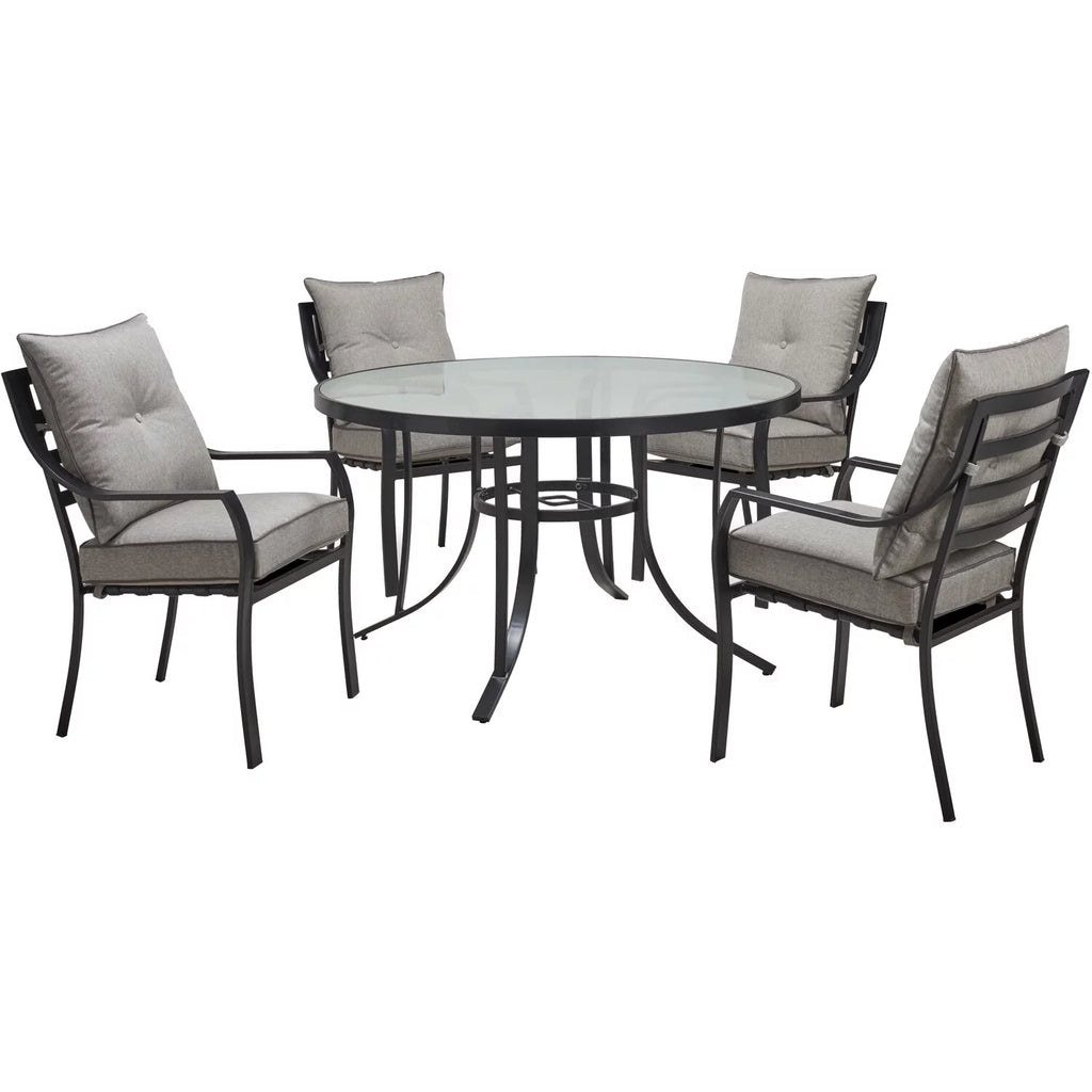 5-Piece Dining Set with 4 Chairs and Round Glass-Top Table C536059