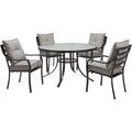 5-Piece Dining Set with 4 Chairs and Round Glass-Top Table C536059