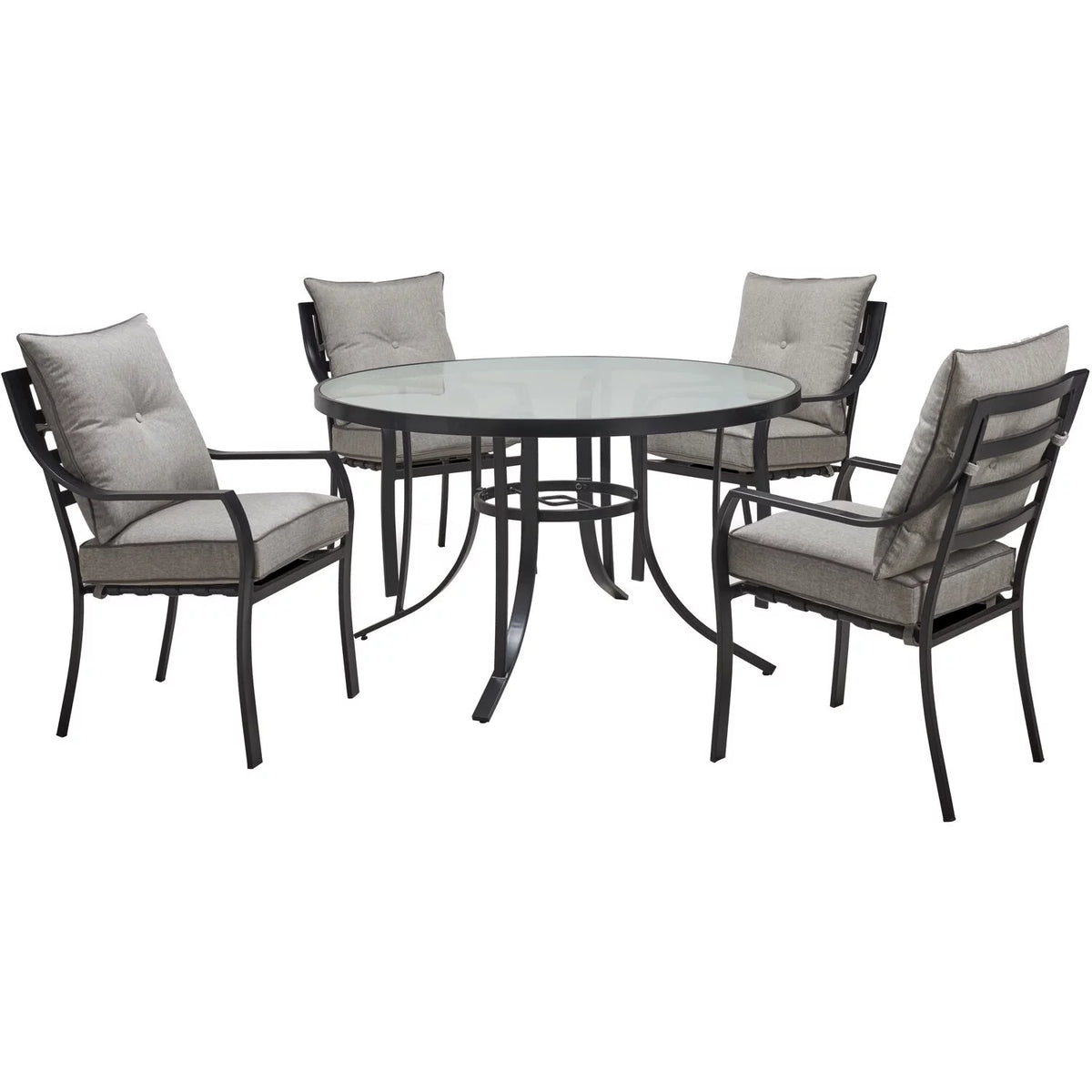 5-Piece Dining Set with 4 Chairs and Round Glass-Top Table C536059