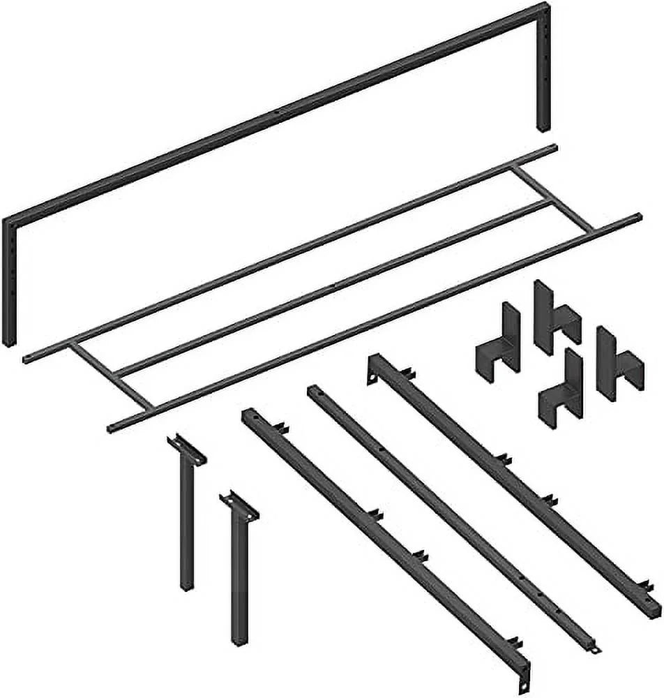 Black Metal Platform Bed Frame with Steel Slats O3653
