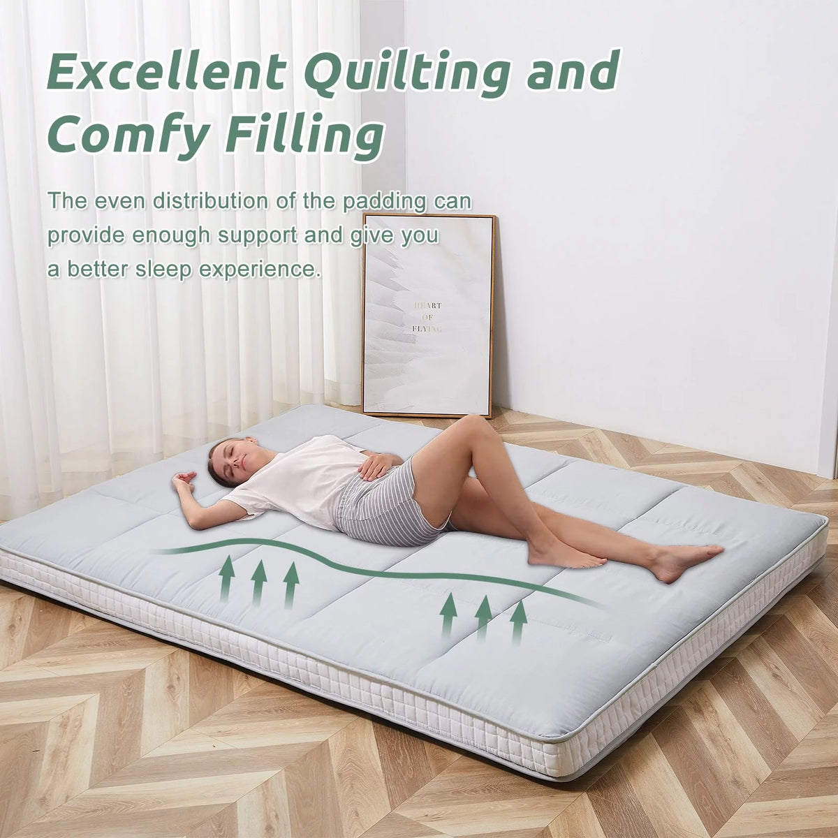 Japanese Floor Futon Mattress, Foldable Roll Up Sleeping Pad K2350