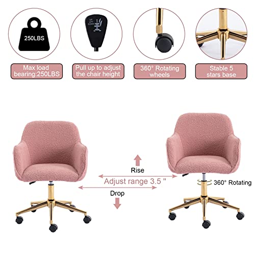 Pink Faux Fur Upholstered Swivel Desk Chair J734232