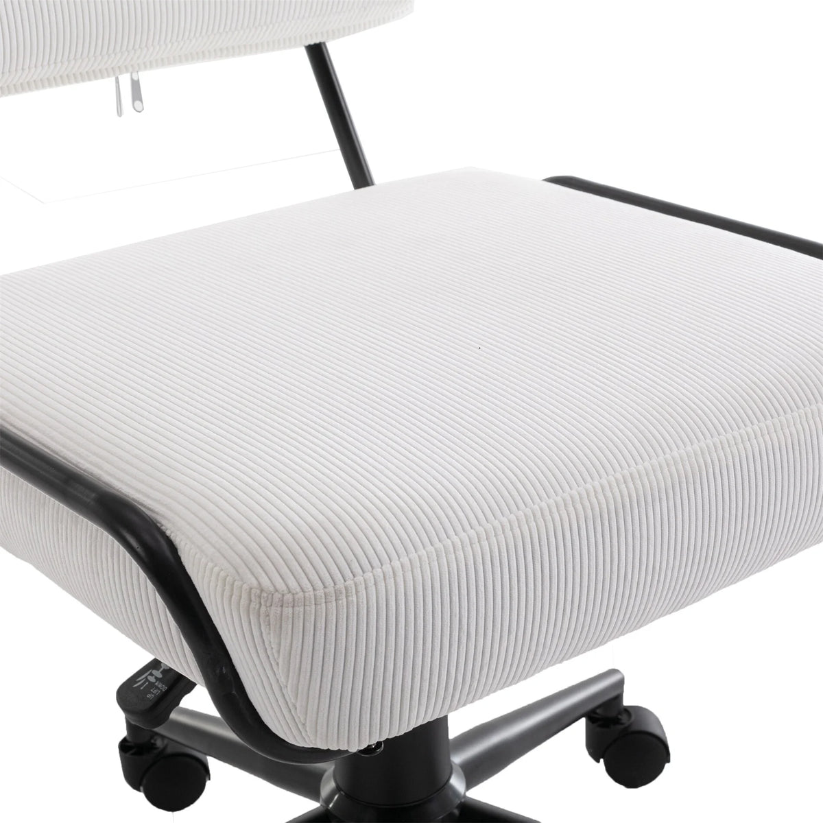 White Corduroy Swivel Chair with Wheels P74517