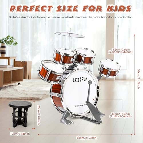 Kids Jazz Drum Set with 5 Drums Percussion Musical Instruments E23632