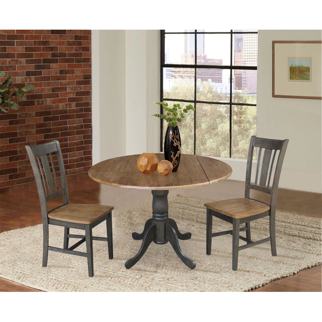 42" Wood Drop Leaf Table with 2 Side Chairs 3 Piece Set S392