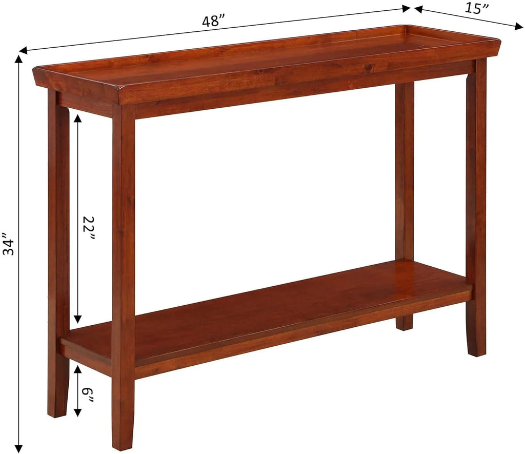 Cherry Console Table with Shelf W2063
