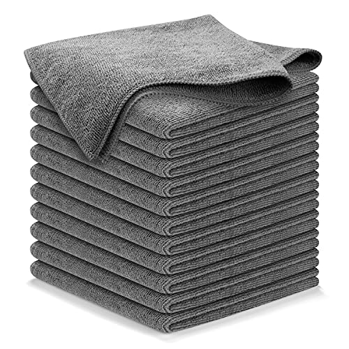 Grey 12 Pcs Microfiber Cleaning Cloth V6696
