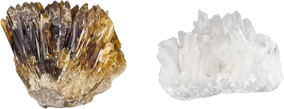 Natural Raw Amber Calcite Crystal Cluster & Clear Quartz Crystal Cluster F1225