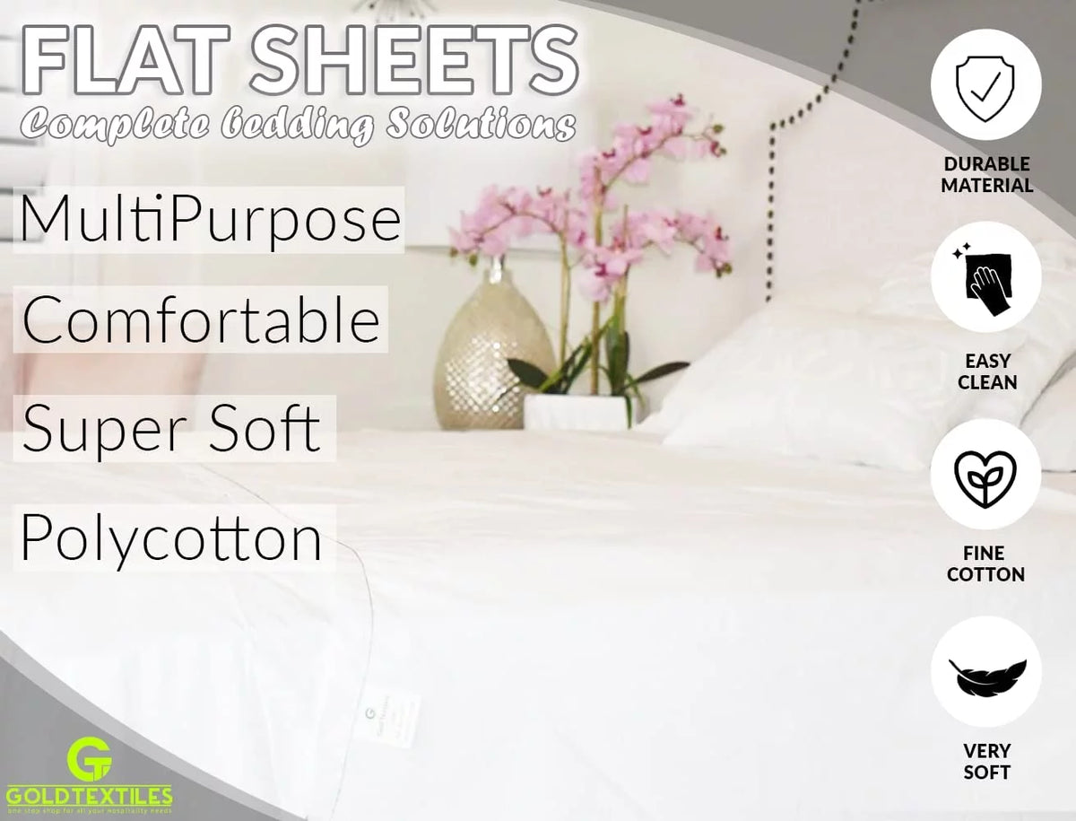 Twin Flat Sheet 66X108 inches Pack of 24 Bright White Cotton Rich K9580