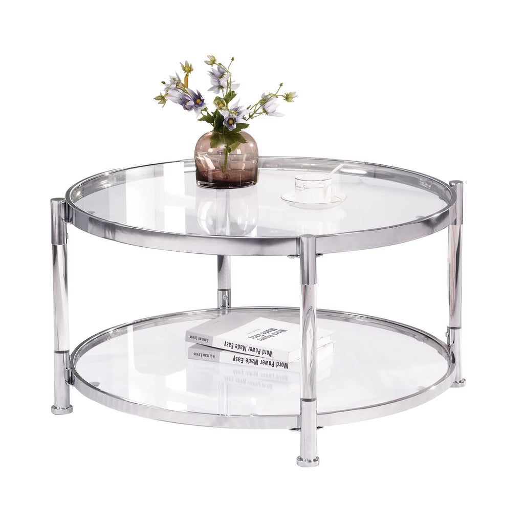 Acrylic Round Tempered Glass Coffee Table J994