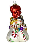6.5" White and Red Hand Blown Glass Ornament K226574