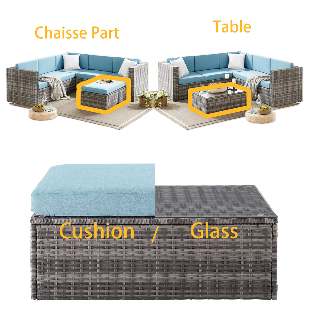 5 Pieces Rattan Wicker Outdoor Furniture Set with Glass Table B330
