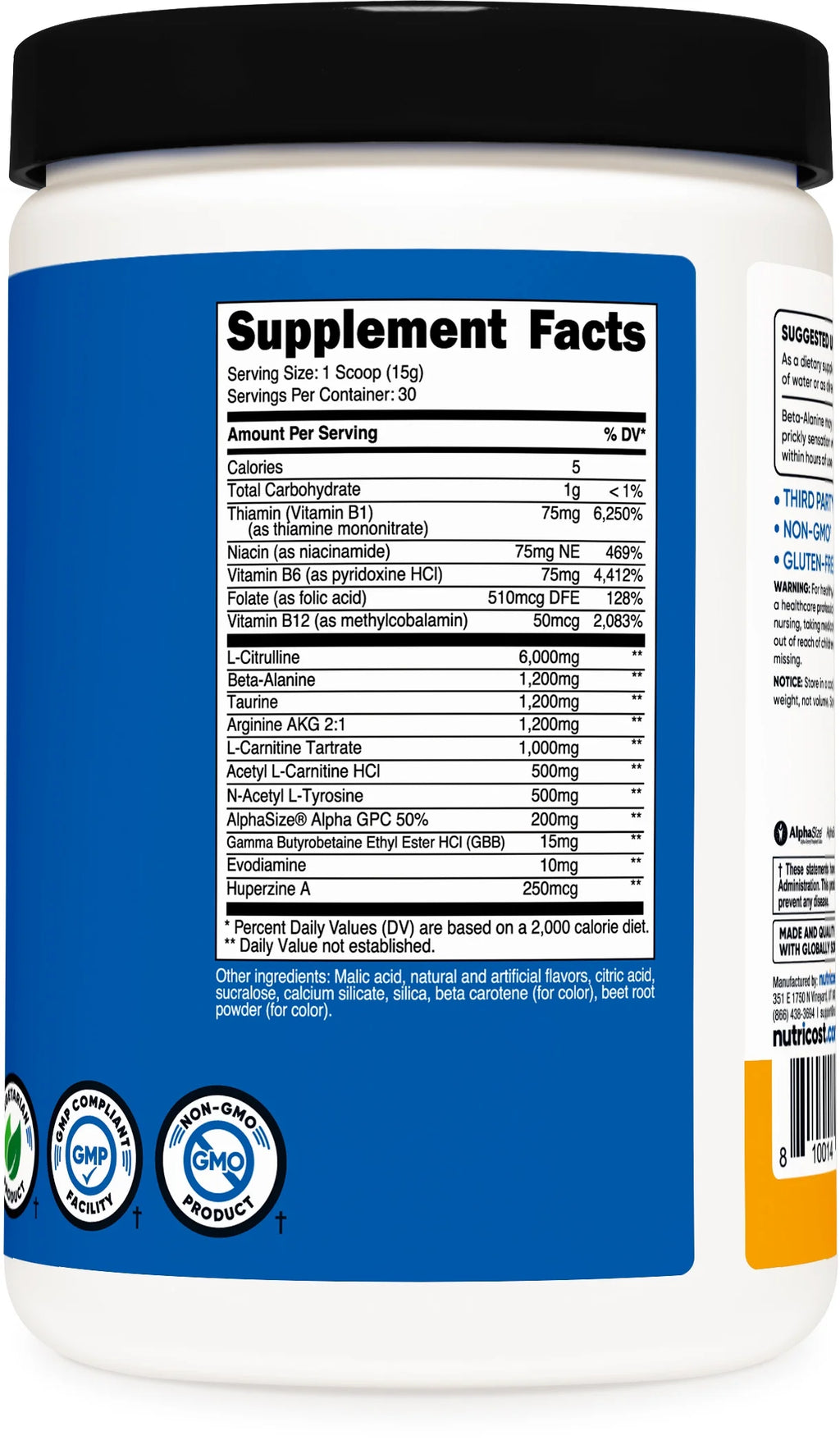 Stim-Free Pre-Workout Powder 30 Servings Peach Mango F8170