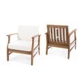 Acacia Wood Club Chairs with Cushions, Set of 2 O290901