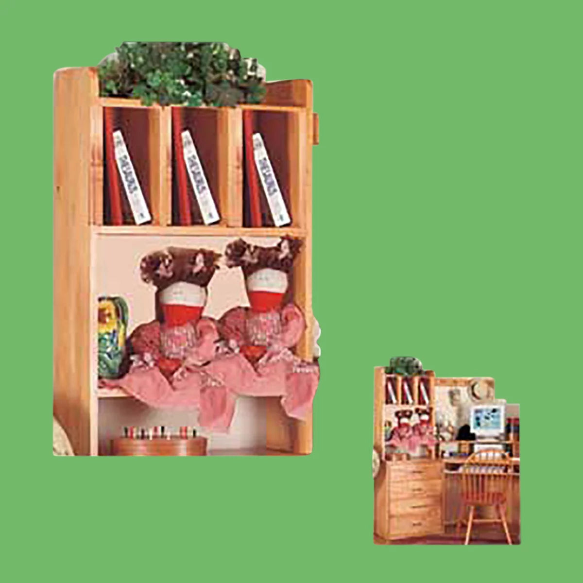 Honey Pine Solid Wood Desktop Shelf Unit E497337
