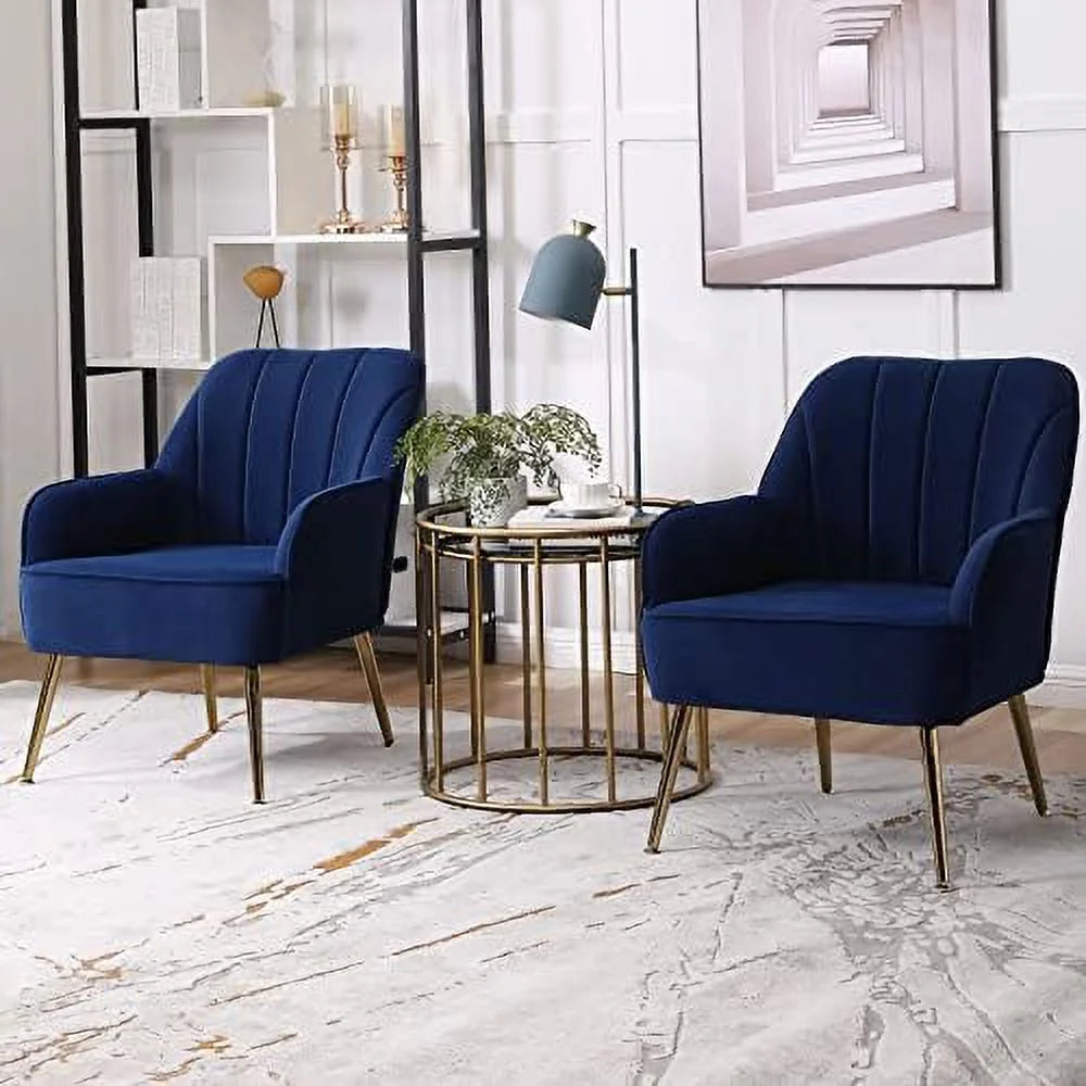 Black Velvet Upholstered Accent Chair with Gold Metal Legs V795711