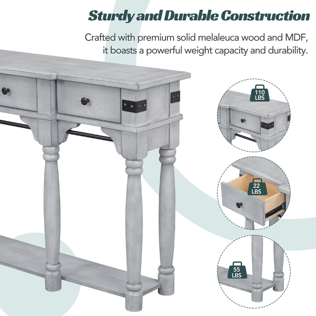 Gray Wood Console Table with 3 Drawers S46108