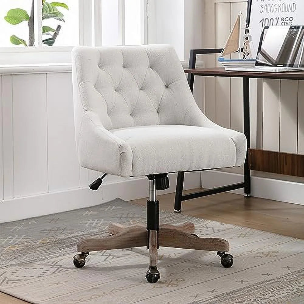 Brown Swivel Shell Chair with Wood Base and Wheels B954