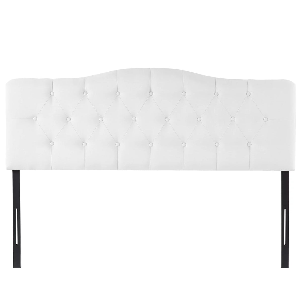 White Linen Upholstered Button Tufted Queen Headboard Z9153