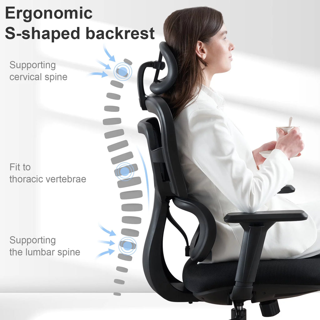 Black Ergonomic Mesh Office Chair with Lumbar Support and Wheels D234