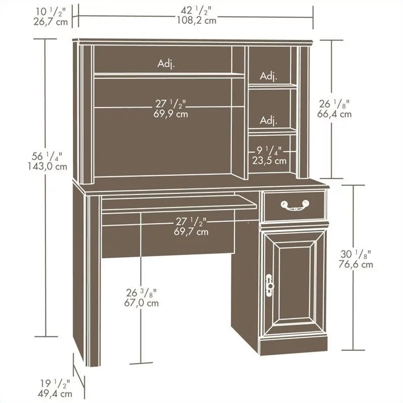 Small Wood Computer Desk with Hutch V9954