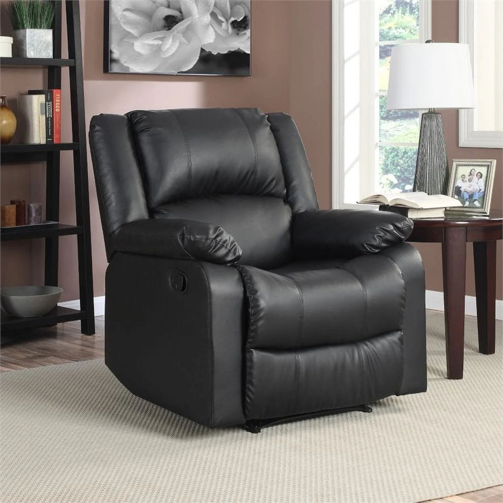 Black Faux Leather Recliner I45009