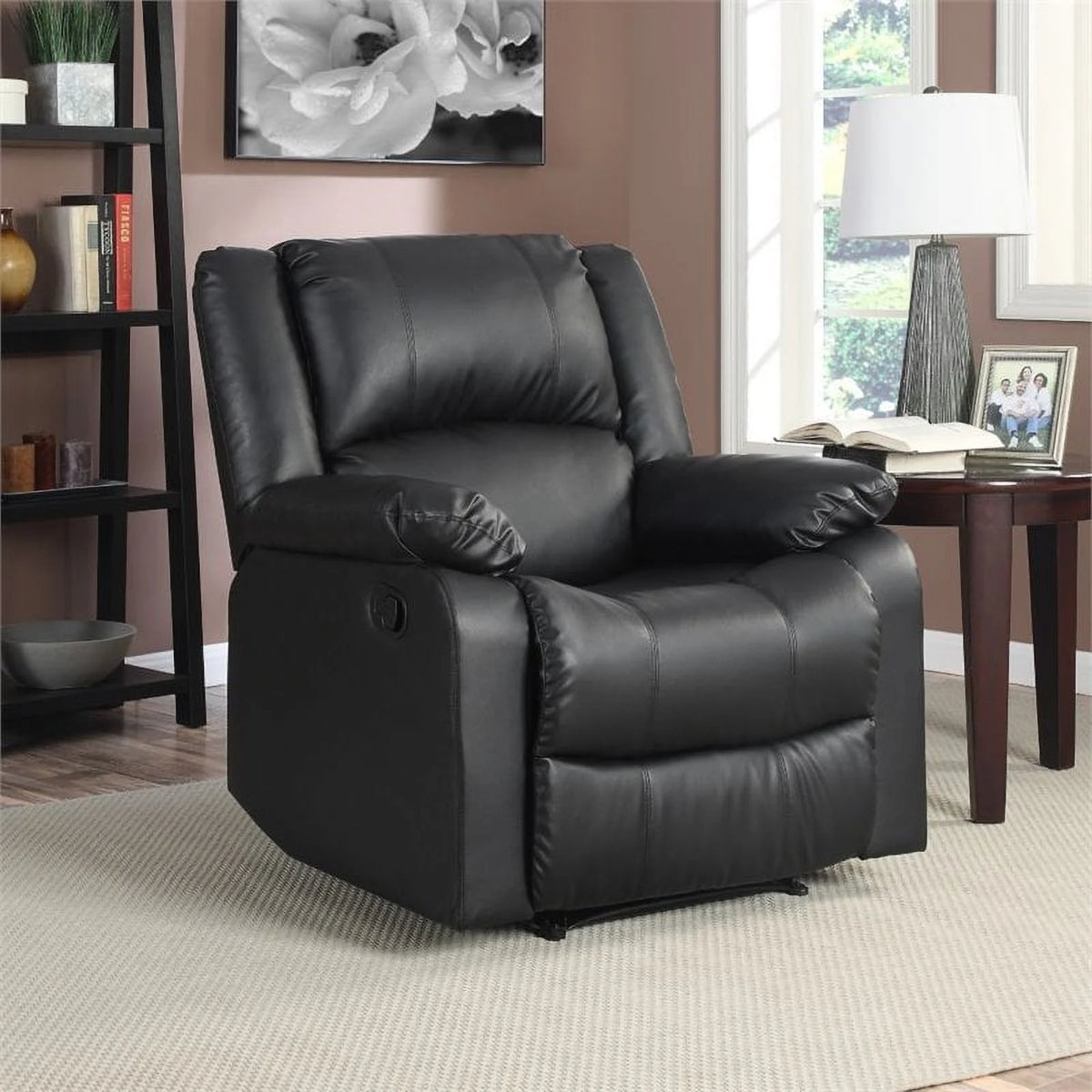 Black Faux Leather Recliner I45009
