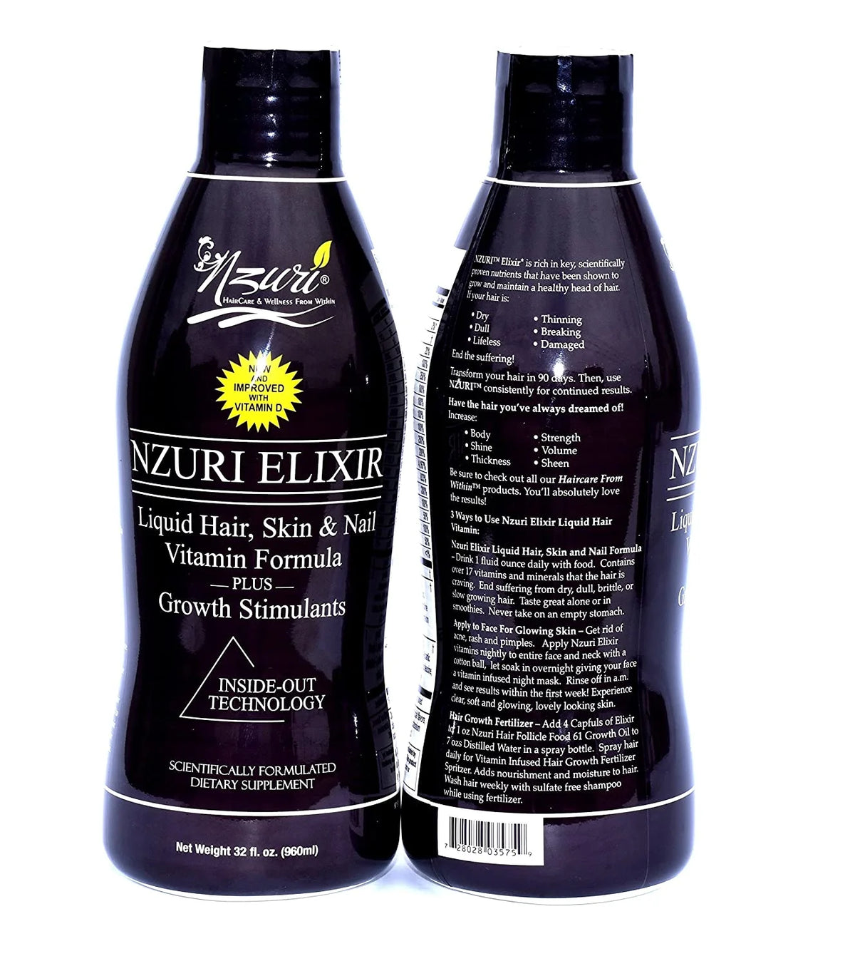Hair Skin and Nails Vitamins with Biotin, Folate, and Vitamin D, 32 oz C18646