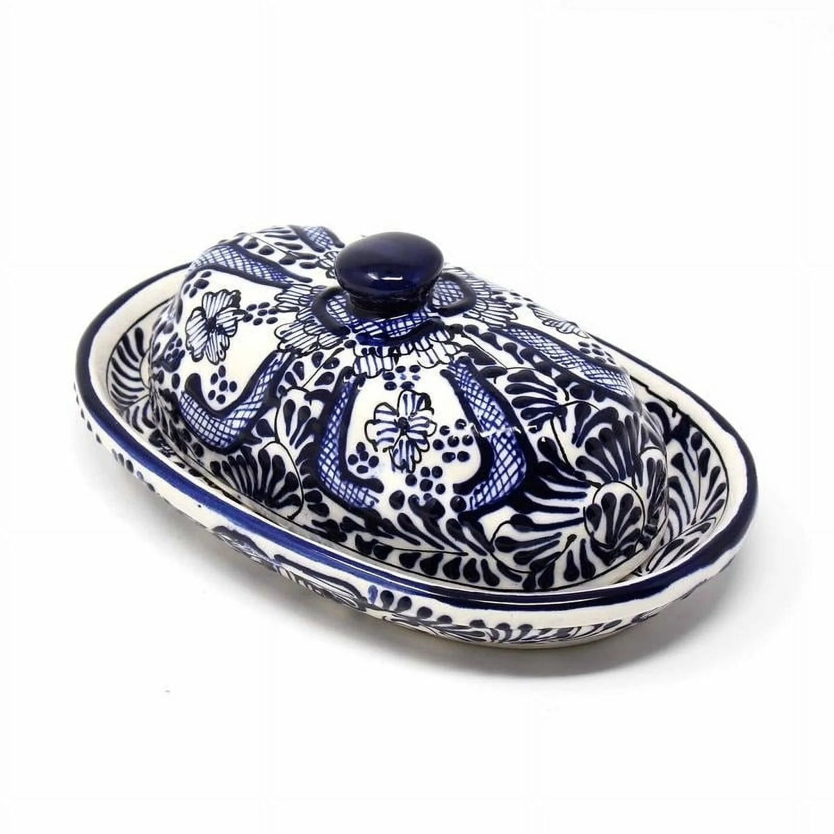 Handmade Blue Pottery Butter Dish Q487