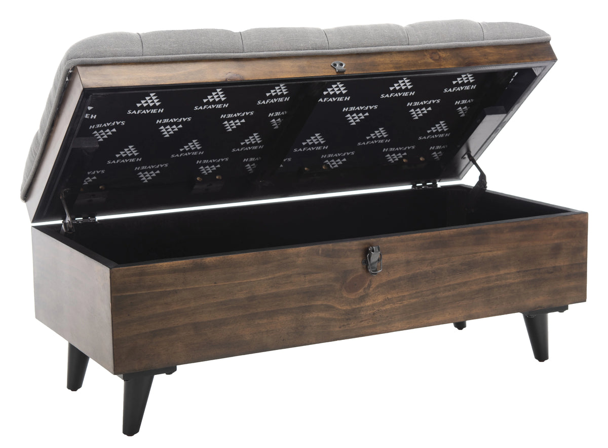 Grey Linen Storage Ottoman Y9385