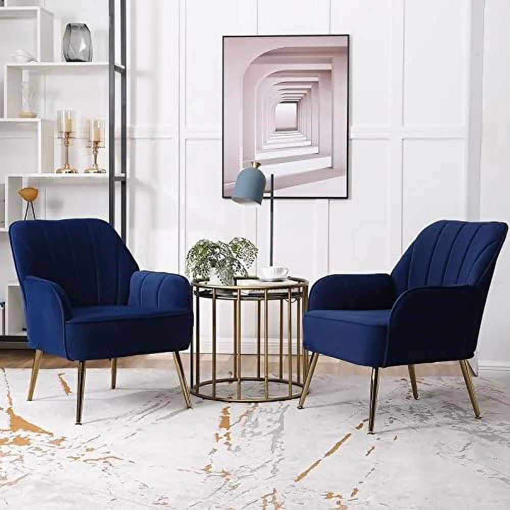 Black Velvet Upholstered Accent Chair with Gold Metal Legs V795711