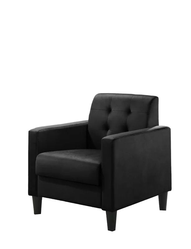 Black Velvet Armchairs and End Table Living Room Set L9168