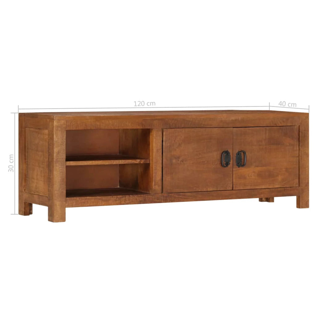 Mango Wood TV Stand with Cabinet and 2 Storage Compartments M5142