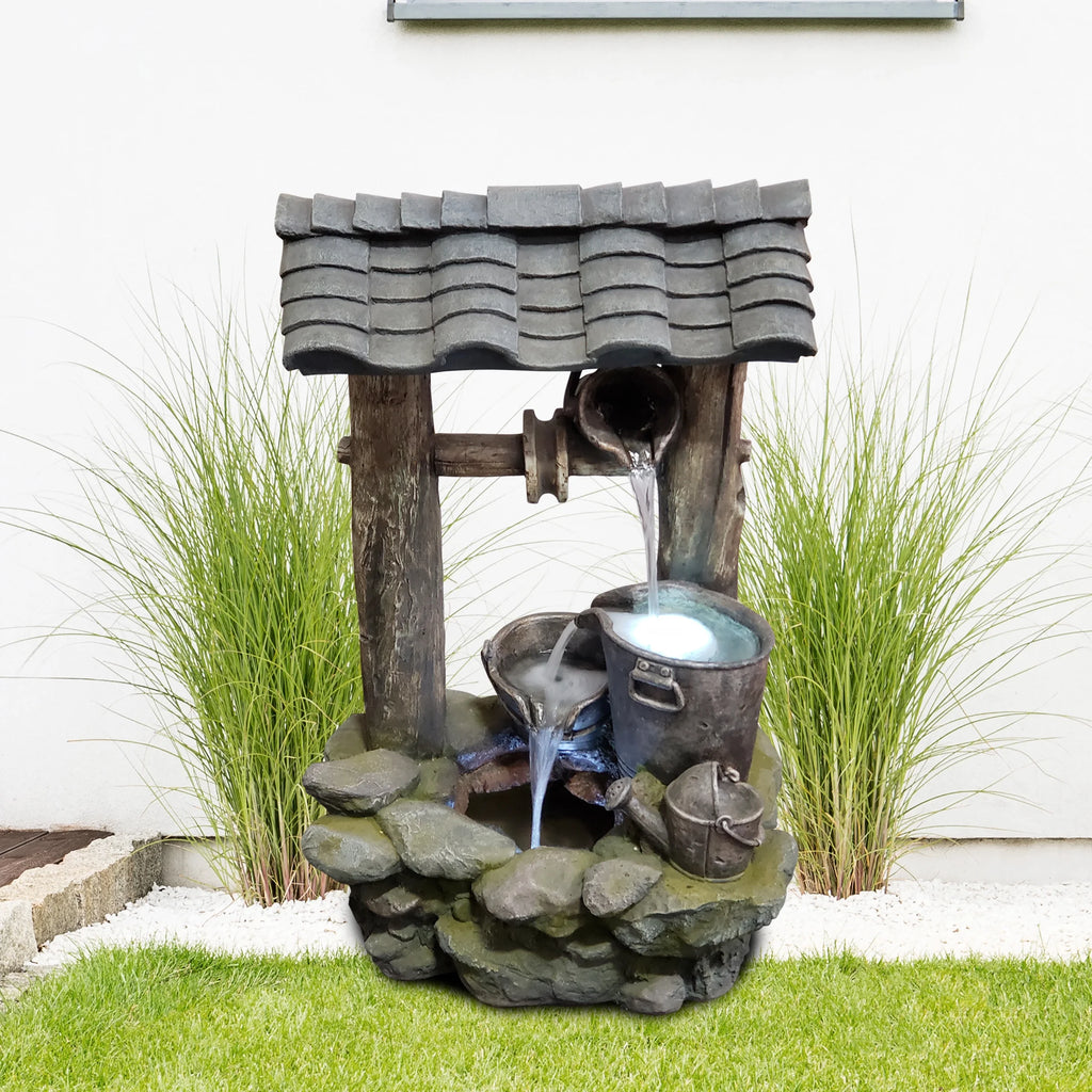 Polyresin Well Fountain with LED Lights Z63848